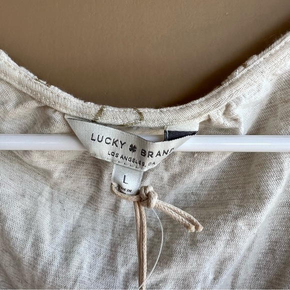 Lucky Brand Boho Long Sleeve Top - Size L Hippie Peasant Casual Modest NWT - Picture 3 of 7